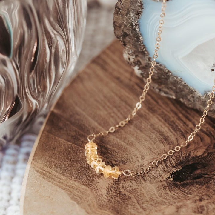 Yellow Citrine Beaded Bar Necklace Salt and Sparkle