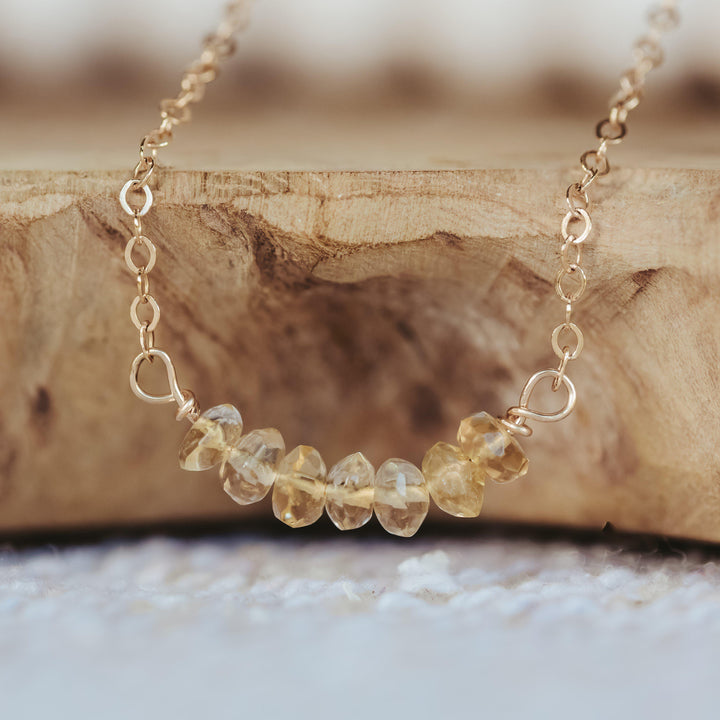 Yellow Citrine Beaded Bar Necklace Salt and Sparkle