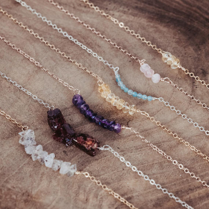 Yellow Citrine Beaded Bar Necklace Salt and Sparkle