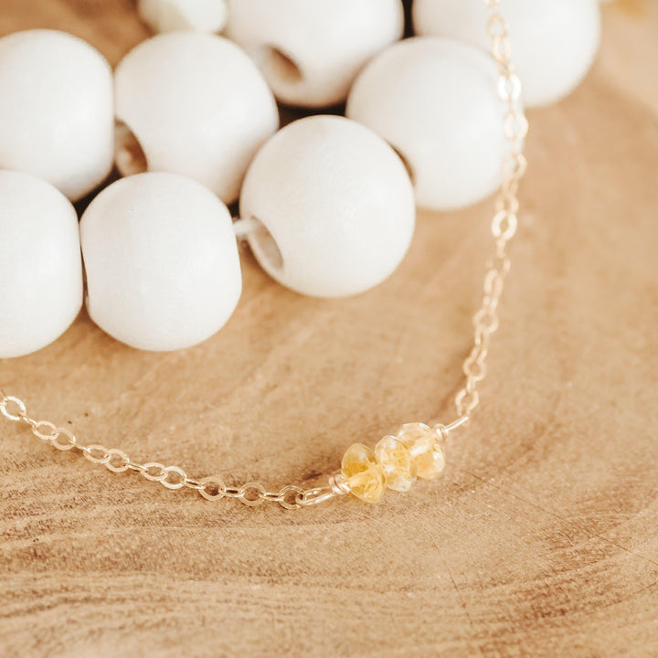 Yellow Citrine Beaded Bar Necklace Salt and Sparkle