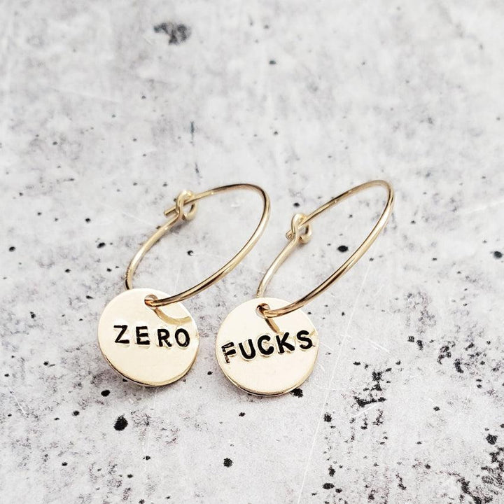 ZERO FUCKS Hoop Earrings Salt and Sparkle