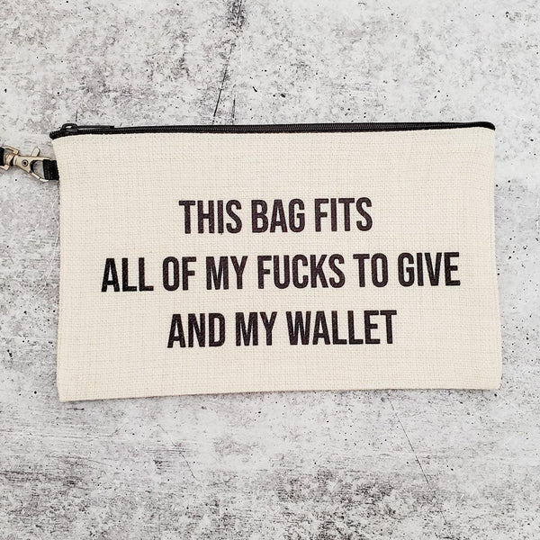 Zero Fucks Wallet Wristlet Bag Salt and Sparkle