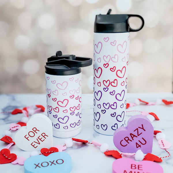 Valentine's Day Mommy and Me Heart Ombre Water Bottle - Sibling Matching Valentine Gift Salt and Sparkle