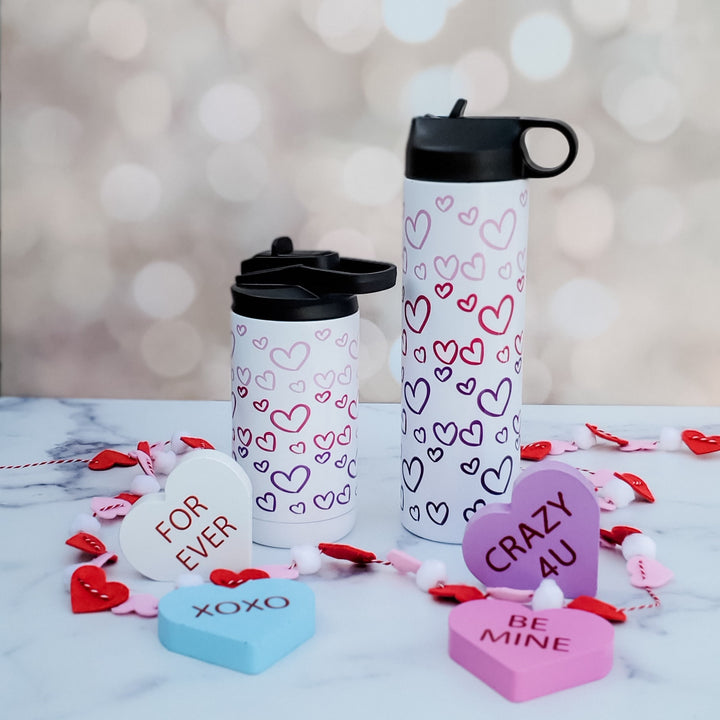 Valentine's Day Mommy and Me Heart Ombre Water Bottle - Sibling Matching Valentine Gift Salt and Sparkle