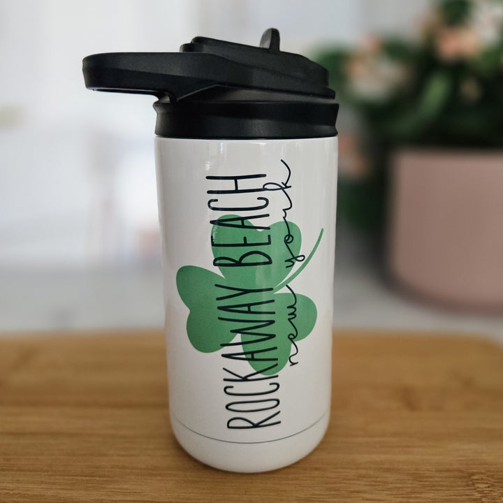 St. Patrick's Day Kids Sippy Cup - Hometown Shamrock Water Bottle for Child Salt and Sparkle