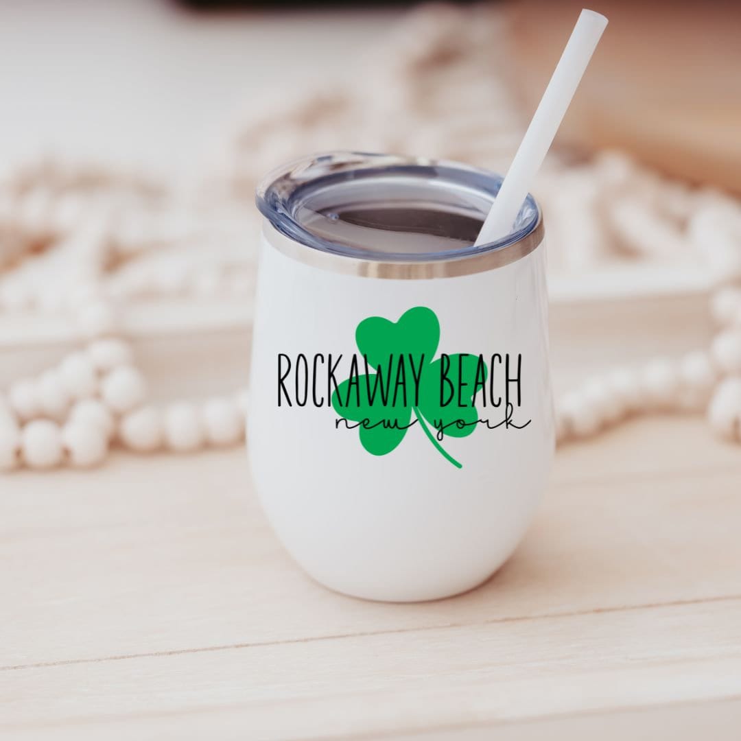 Personalized St. Patrick's Day Insulated Wine Tumbler - Custom Wine Lover Gift for St. Paddy's Salt and Sparkle