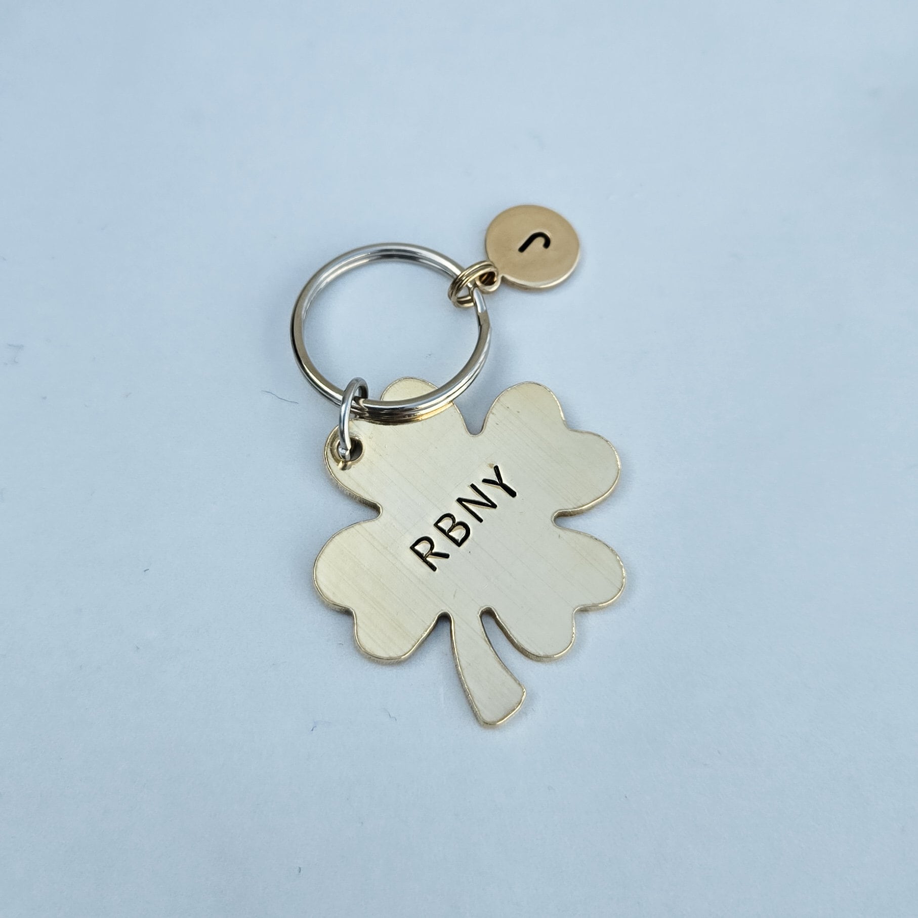 Personalized Lucky Four Leaf Clover - St. Patrick's Day Minimalist Keychain Salt and Sparkle