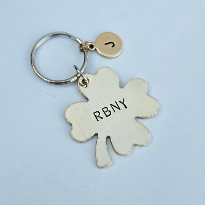 Personalized Lucky Four Leaf Clover - St. Patrick's Day Minimalist Keychain Salt and Sparkle