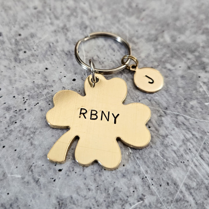 Personalized Lucky Four Leaf Clover - St. Patrick's Day Minimalist Keychain Salt and Sparkle