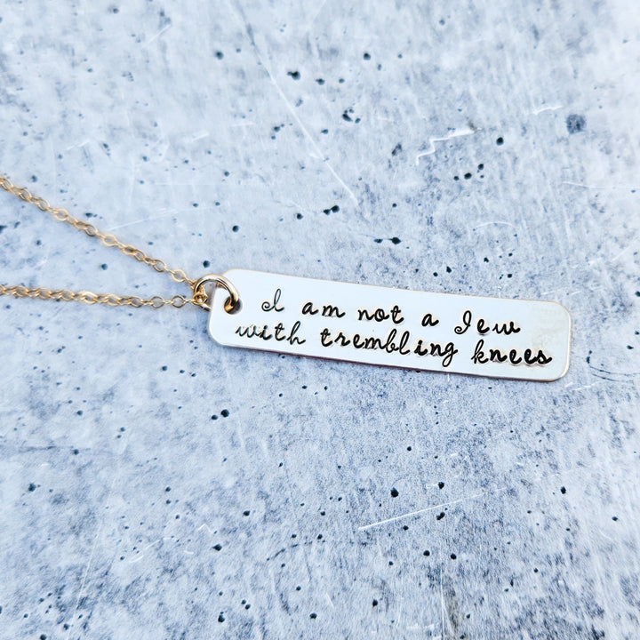 Not a Jew with Trembling Knees Bar Necklace | Jewish Pride Gift for Her Salt and Sparkle