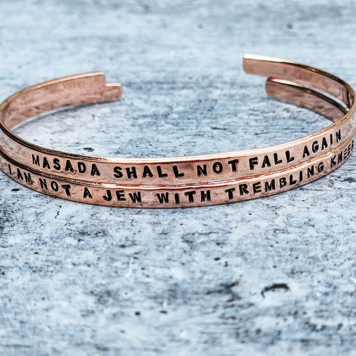 Masada Shall Not Fall Again Adjustable Skinny Cuff Bracelet | Dainty Jewish Jewelry Salt and Sparkle