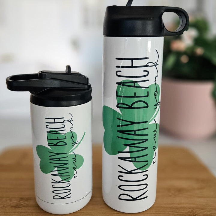 St. Patrick's Day Shamrock Custom Water Bottle - Irish Town St. Paddy's Day Drink Tumblers Salt and Sparkle