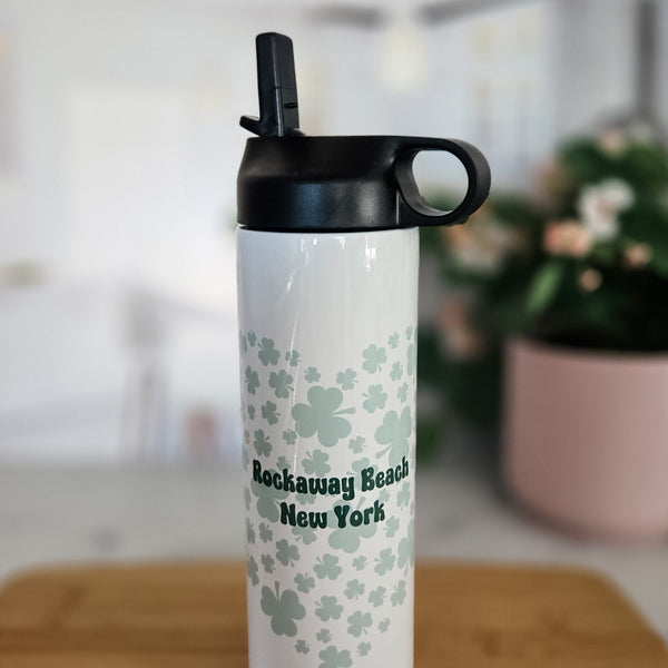 St. Patrick's Day Shamrock Custom Water Bottle - Irish Town St. Paddy's Day Drink Tumblers Salt and Sparkle