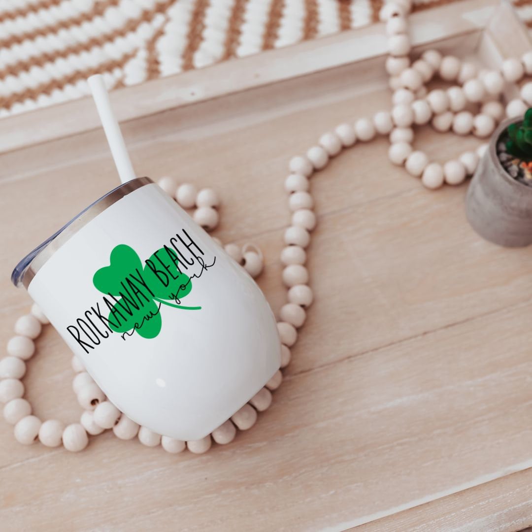 Personalized St. Patrick's Day Insulated Wine Tumbler - Custom Wine Lover Gift for St. Paddy's Salt and Sparkle