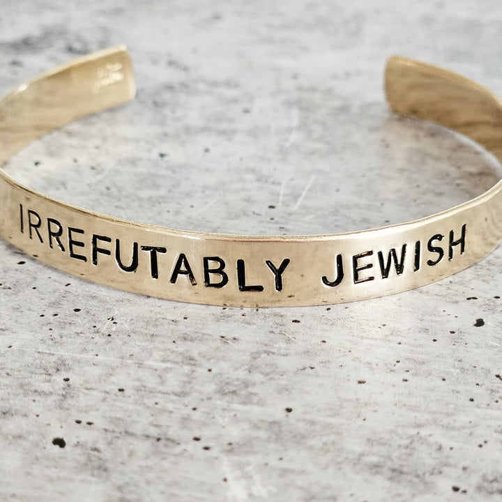 IRREFUTABLY JEWISH Adjustable Cuff Bracelet | Zionist Jewelry for her Salt and Sparkle