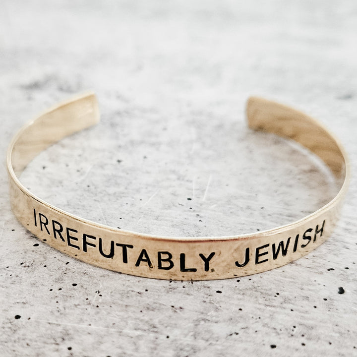 IRREFUTABLY JEWISH Adjustable Cuff Bracelet | Zionist Jewelry for her Salt and Sparkle