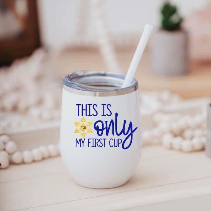 Funny Passover Seder Four Cups Wine Tumbler | Insulated Wine Tumbler for Pesach Salt and Sparkle