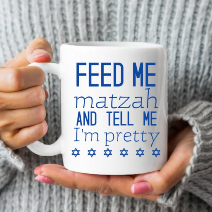 Feed Me Matzah Jewish Coffee Mug for Passover | Funny Jewish Pride Home Decor Salt and Sparkle