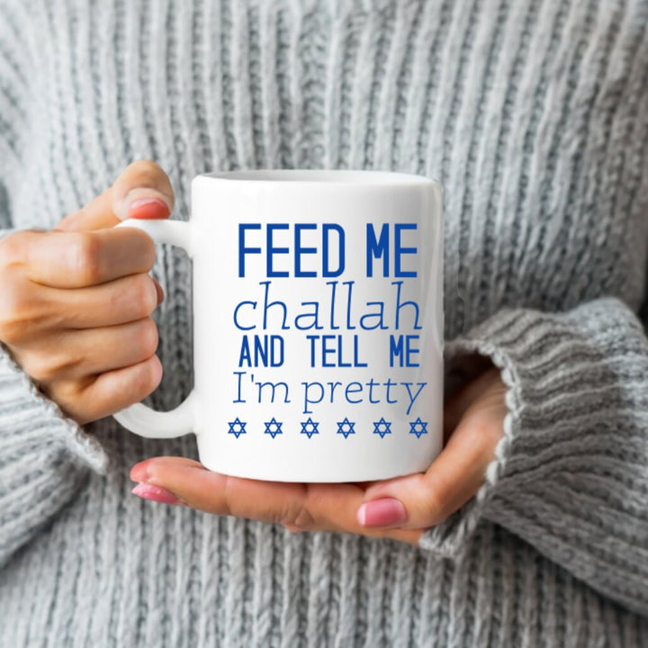 Feed Me Challah Jewish Coffee Mug for Shabbat | Funny Jewish Pride Home Decor Salt and Sparkle