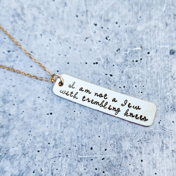 Not a Jew with Trembling Knees Bar Necklace | Jewish Pride Gift for Her Salt and Sparkle