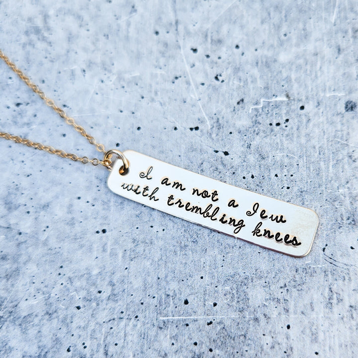 Not a Jew with Trembling Knees Bar Necklace | Jewish Pride Gift for Her Salt and Sparkle