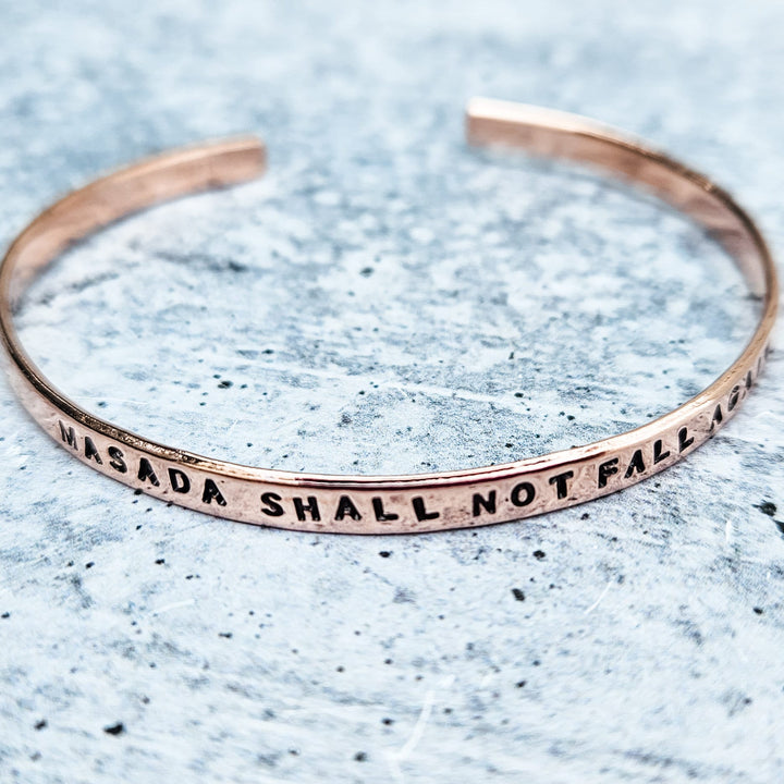 Masada Shall Not Fall Again Adjustable Skinny Cuff Bracelet | Dainty Jewish Jewelry Salt and Sparkle