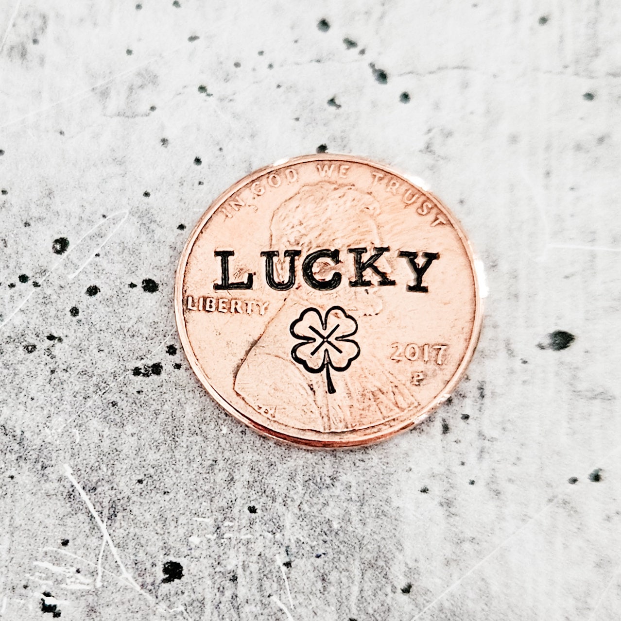 Lucky Penny Four Leaf Clover Irish Keychain - St. Patrick's Day Lucky Penny Good Luck Charm Salt and Sparkle