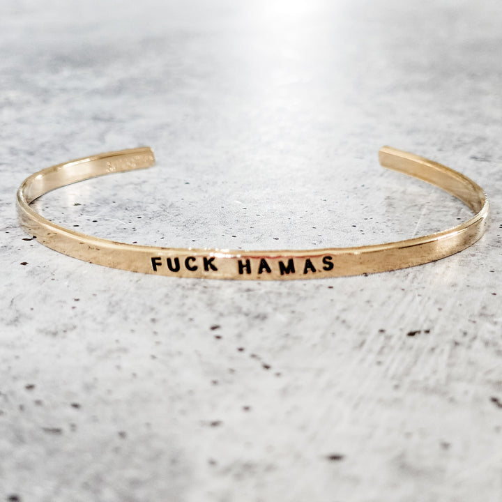 F*ck Hamas Adjustable Skinny Cuff Bracelet | Dainty Jewish Jewelry Salt and Sparkle