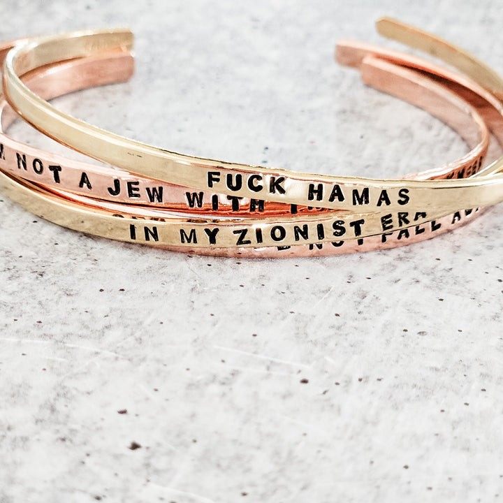 F*ck Hamas Adjustable Skinny Cuff Bracelet | Dainty Jewish Jewelry Salt and Sparkle