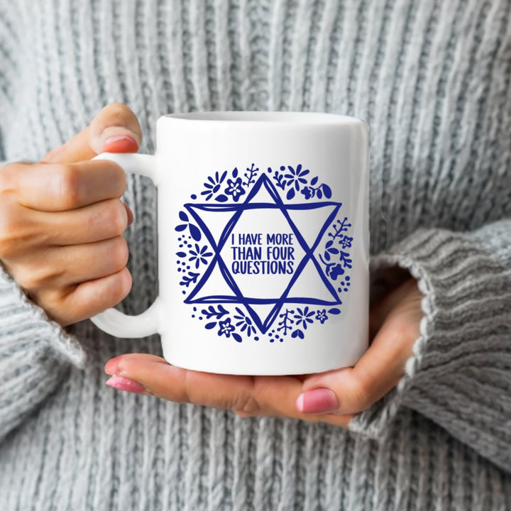 Four Questions Jewish Coffee Mug for Passover | Funny Jewish Pride Home Decor Salt and Sparkle