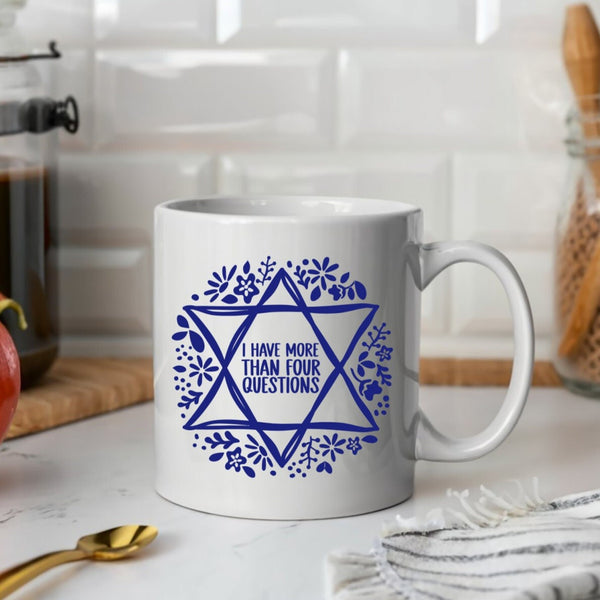 Four Questions Jewish Coffee Mug for Passover | Funny Jewish Pride Home Decor Salt and Sparkle