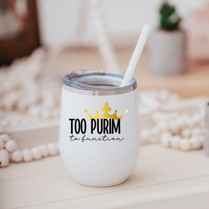 Funny Purim Wine Tumbler | Wine Travel Cup for Purim Party Salt and Sparkle