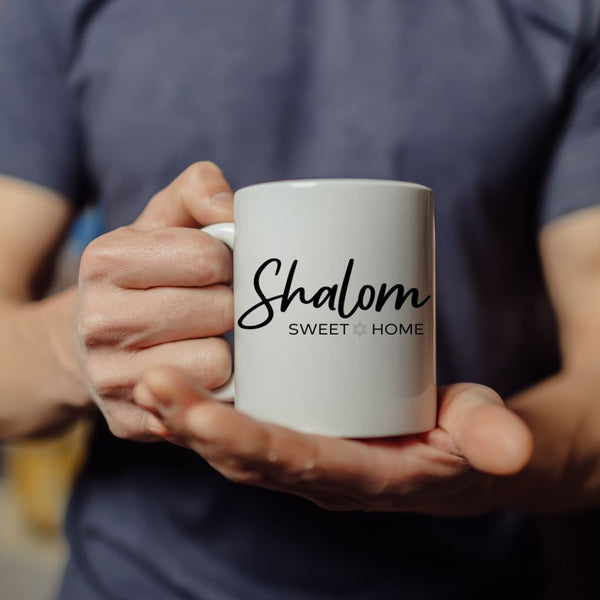 Shalom Sweet Home Jewish Coffee Mug for Men | Jewish Pride Home Decor for First Home Salt and Sparkle